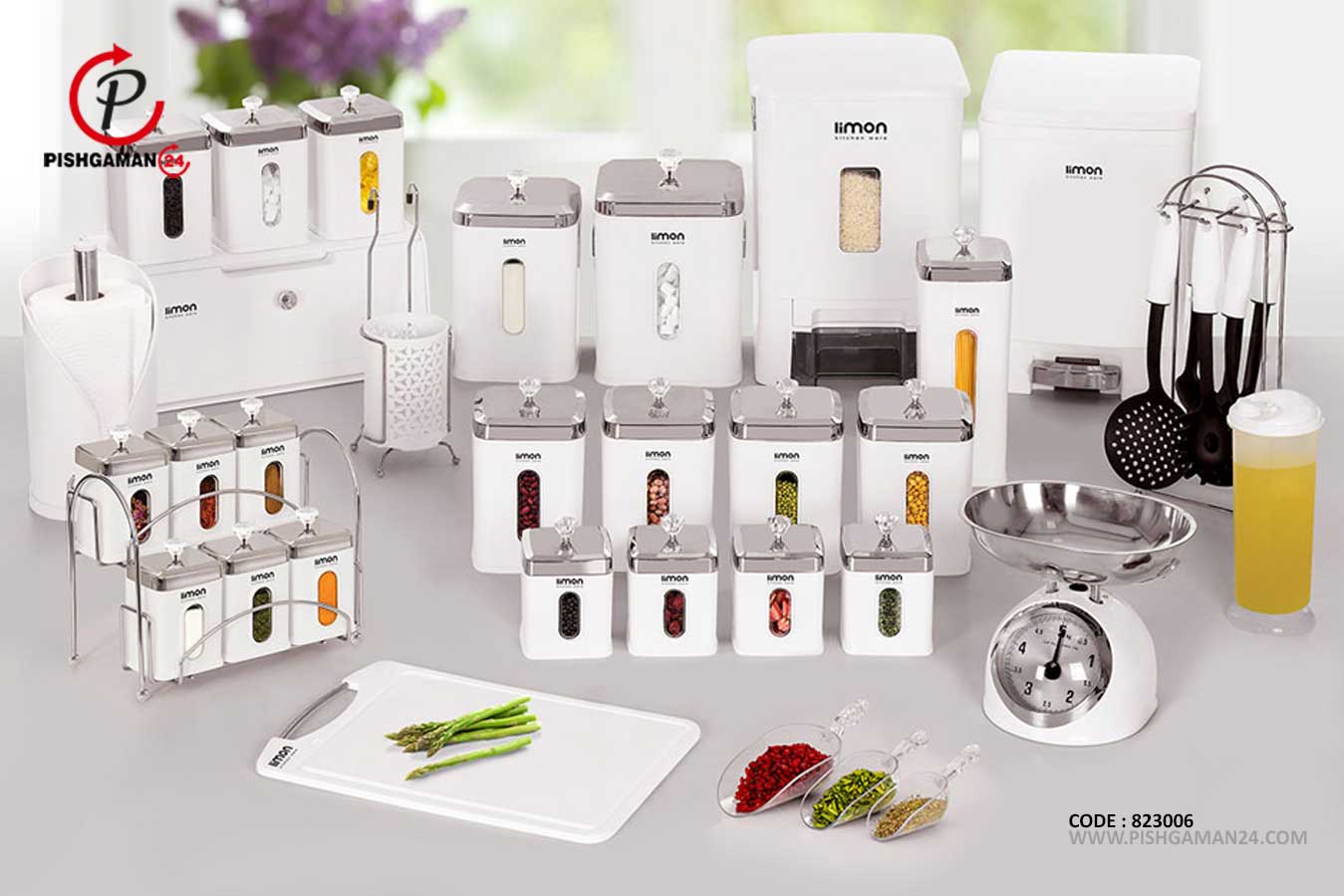 سرویس جهیزیه آشپز خانه 37 پارچه چهار گوش کد 1676 - لیمون