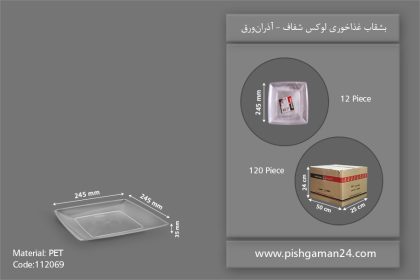 بشقاب غذاخوری لوکس شفاف - ظروف یکبار مصرف آذران ورق