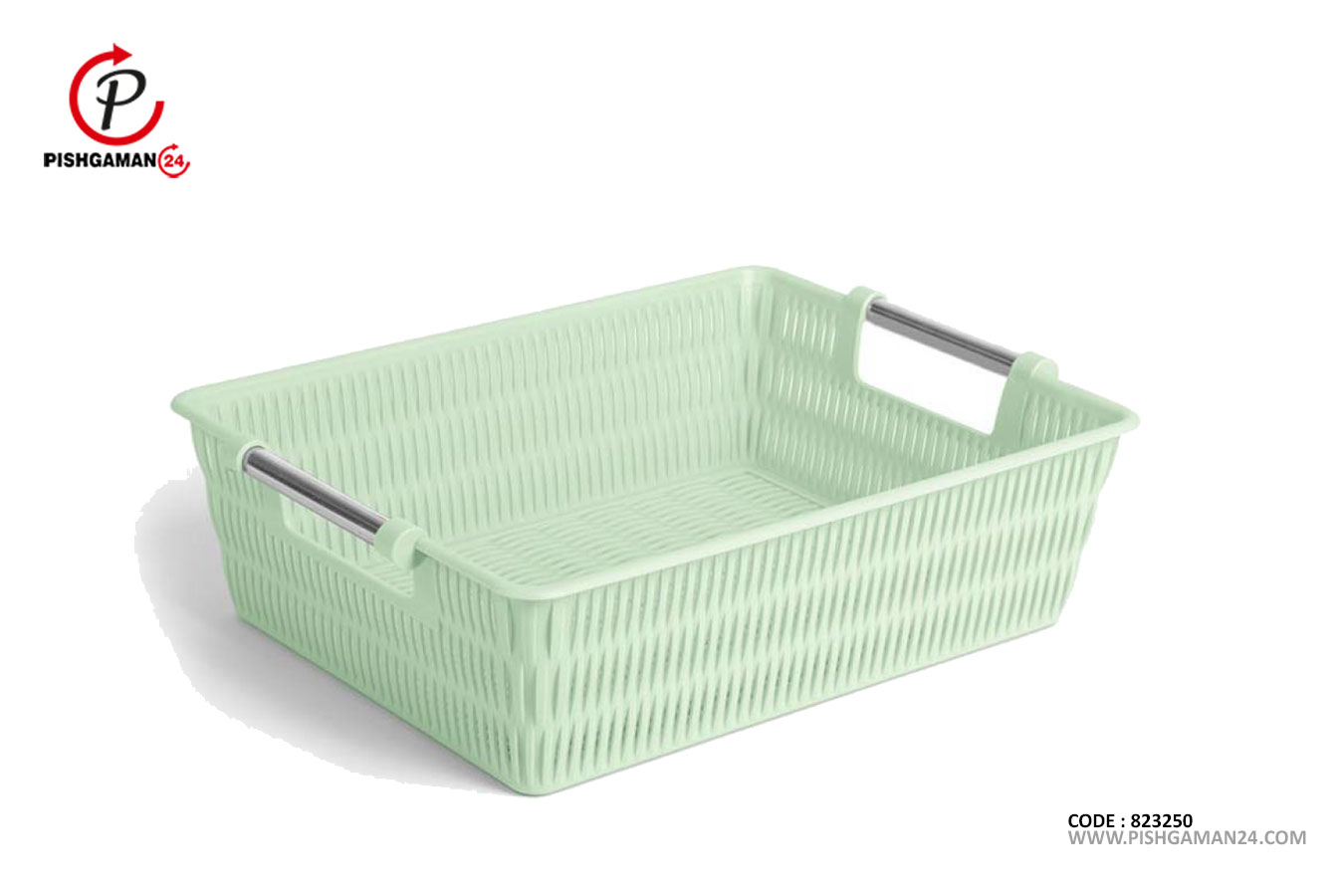 سبد طرح بامبو دسته استیل کد 1384 سایز 2 - لیمون