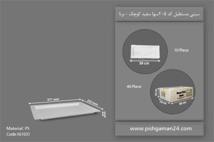 سینی مستطیل سها 205 سفید کوچک - ظروف یکبار مصرف برنا