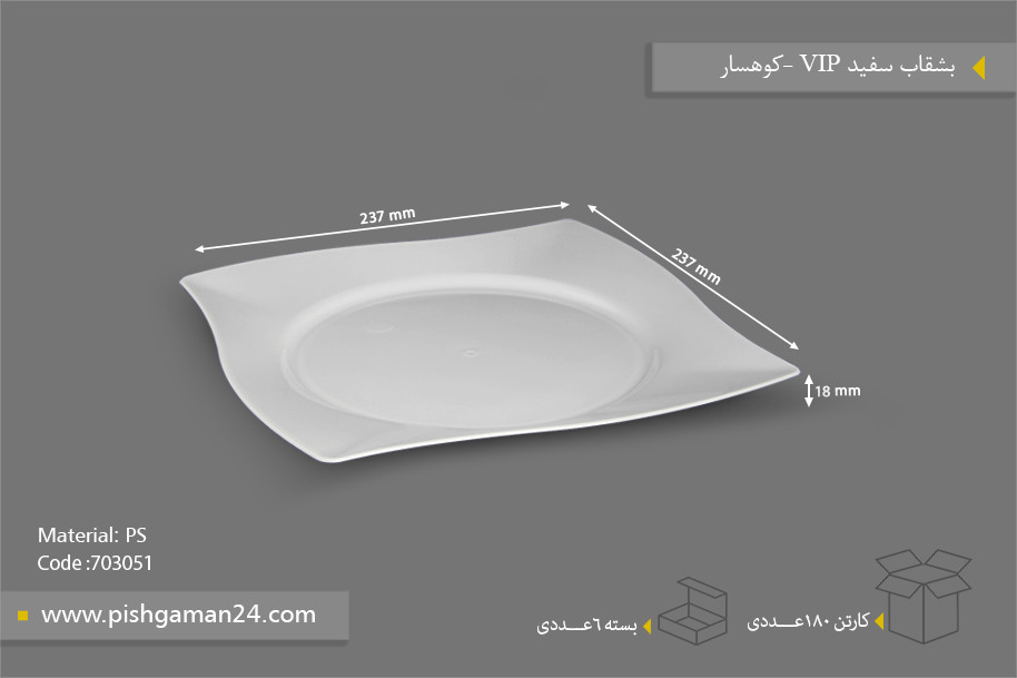 بشقاب VIP سفید - ظروف یکبار مصرف کوهسار