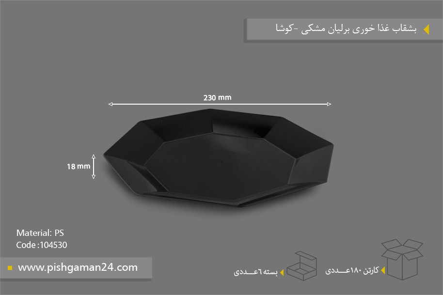 بشقاب غذا خوری برلیان مشکی - ظروف یکبار مصرف کوشا