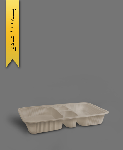 ظرف غذا گیاهی چهار خانه مرغی - ظروف گیاهی یکبار مصرف آملون